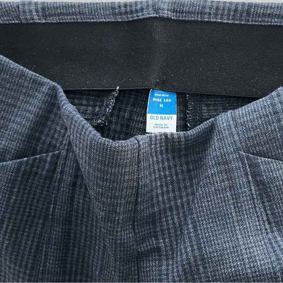 Old Navy High Rise Pixie Wide Leg Pull On Navy/Gray Plaid Trouser Size M - Picture 4 of 5